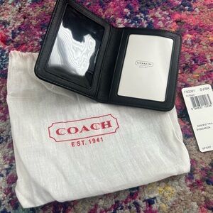 Coach Black Leather ID Wallet with Clear Window